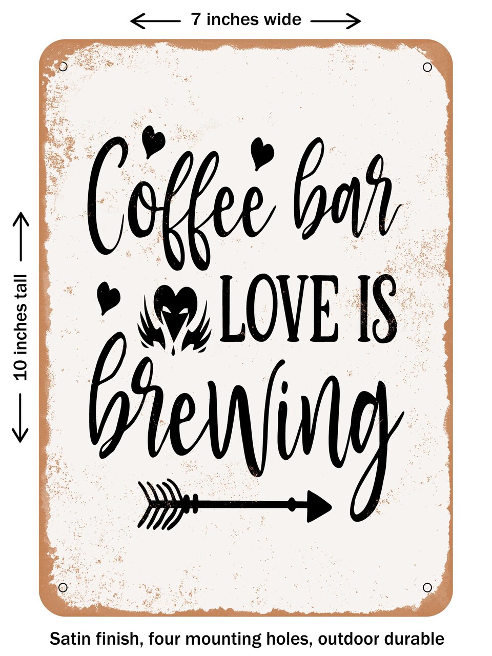 DECORATIVE METAL SIGN - Coffee Bar Love is Brewing - Vintage Rusty Look